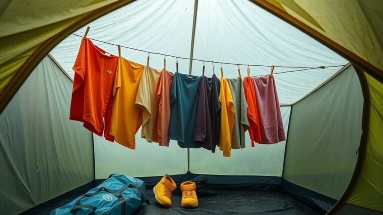 dry clothes in tent