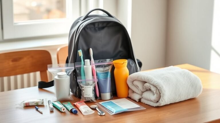 efficient toiletries backpack packing
