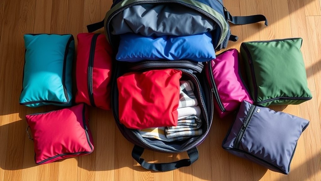 Packing Cubes How to Use in a Backpack: Quick Guide & Helpful Tips Packing cubes arranged inside an open travel backpack