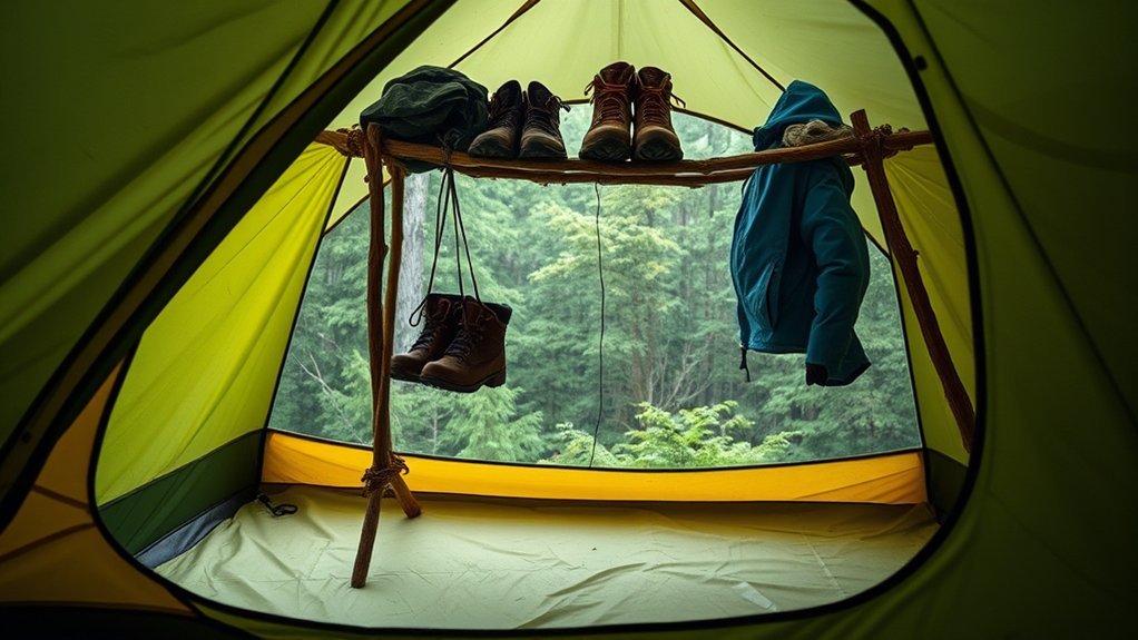 How to Prevent Wet Gear From Soaking Your Tent Floor elevate gear for dryness