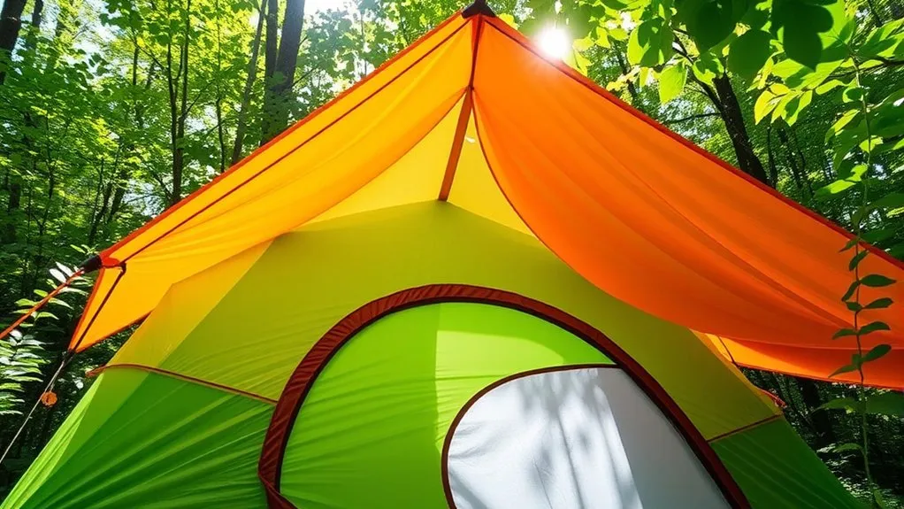 properly tensioned rainfly separated from a double-wall tent body