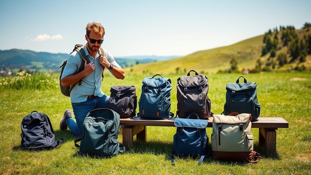 Essential overnight backpacking gear arranged for packing