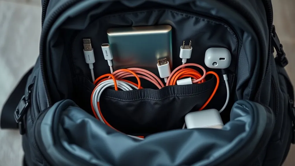 Best Way to Carry Chargers in a Backpack (2026) – Top Picks & What to USB-C, Lightning, and multi-tip charging cables arranged for travel