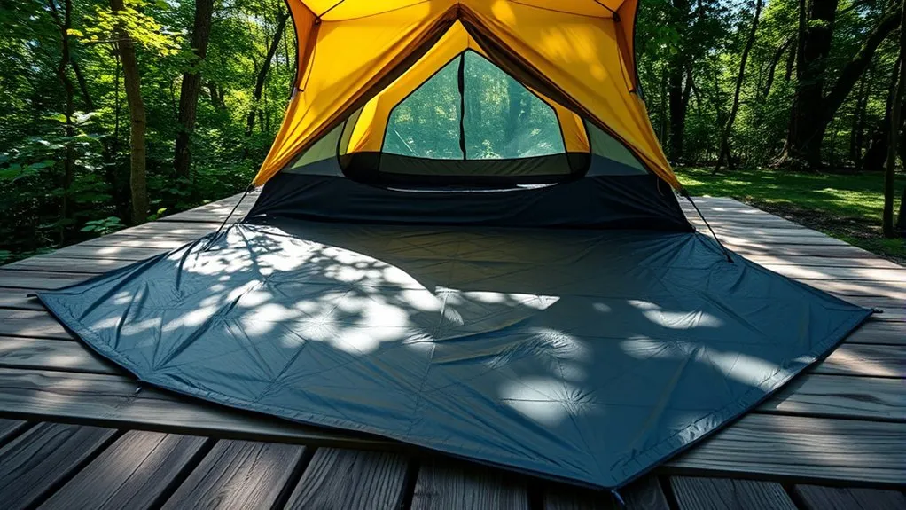 How to Stop a Tent Floor From Slipping on a Platform Fitted tent footprint protecting the floor on a wooden platform