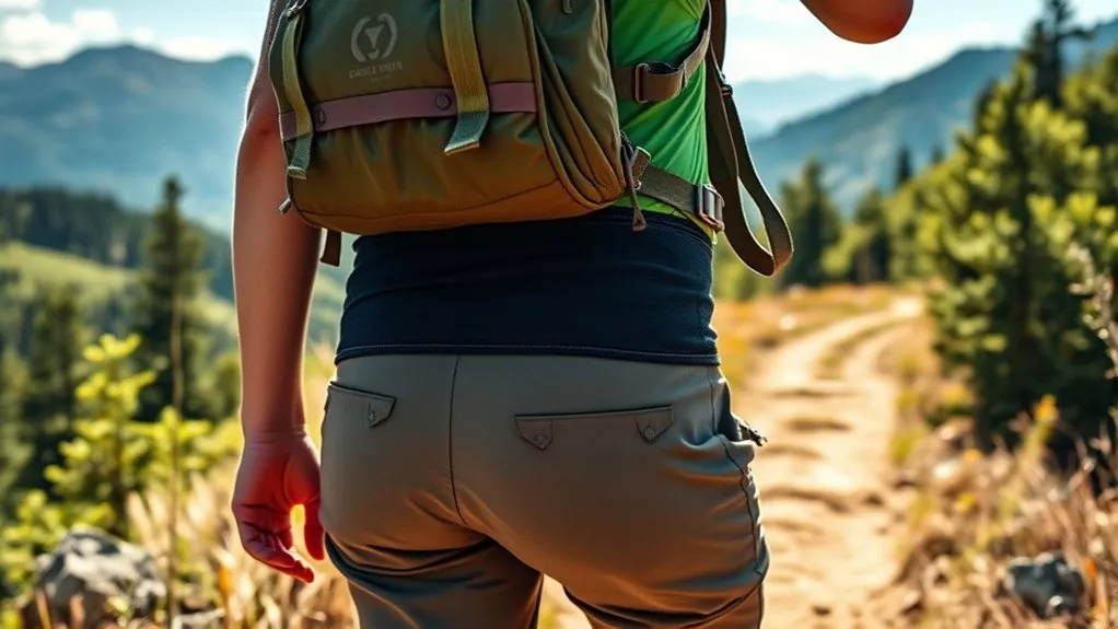 Hiker wearing a fitted backpack hip belt around the iliac crest