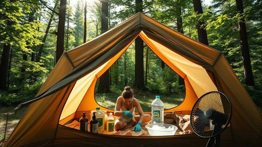 tent drying fully to prevent mildew odors during storage