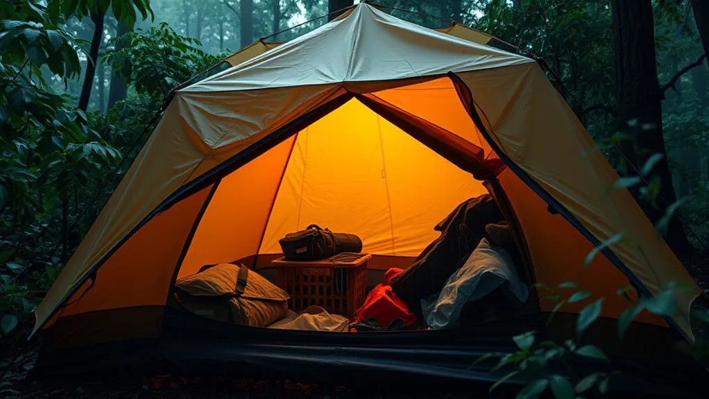 keeping wet camping gear separate from the sleeping area of a tent
