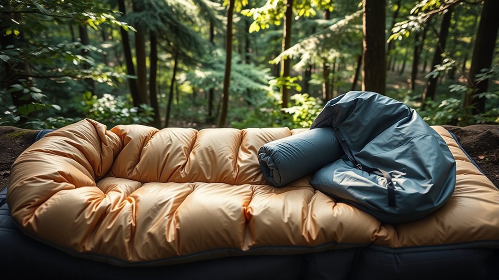 Backpacking sleeping bag and insulated sleeping pad arranged as a sleep system