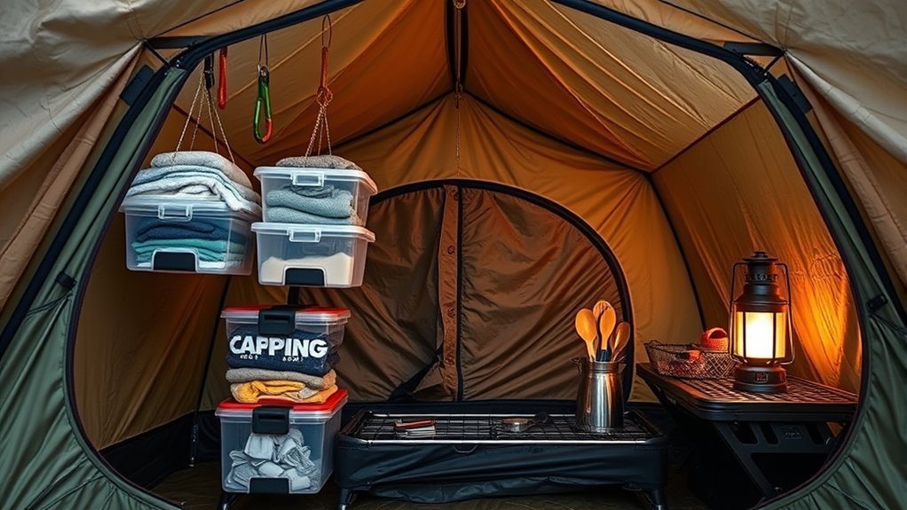 organized tent enhances camping