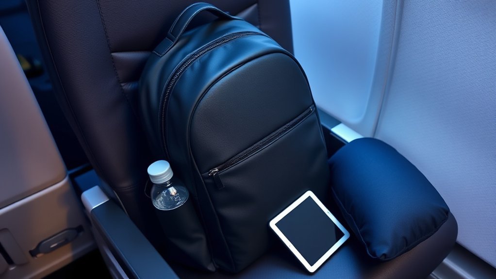 Can a Backpack Be a Personal Item: Quick Guide & Helpful Tips Traveler packing a backpack to fit beneath an airplane seat as a personal item