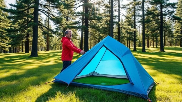 pitching a trekking pole tent