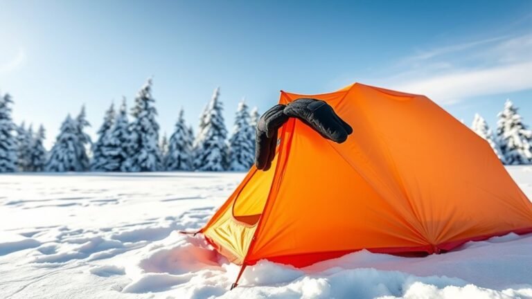 pitching tents in snow