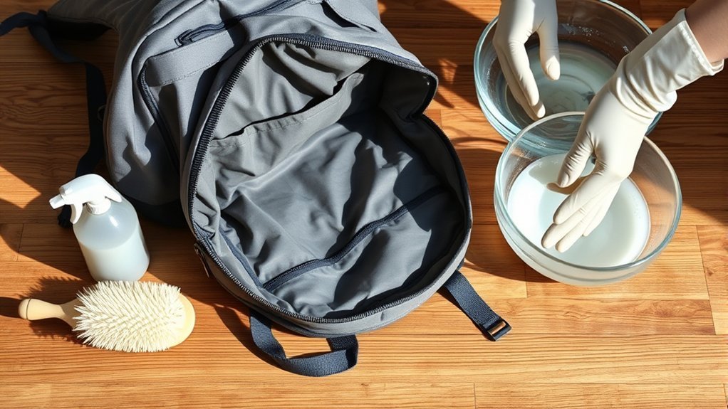 prepare backpack for cleaning