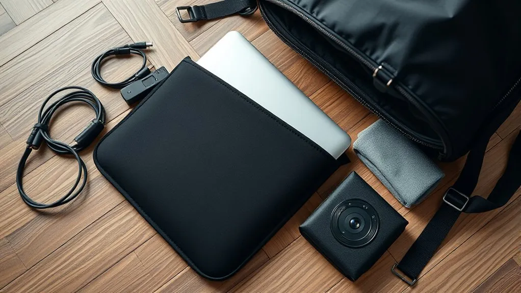 laptop placed inside a fitted padded sleeve before packing