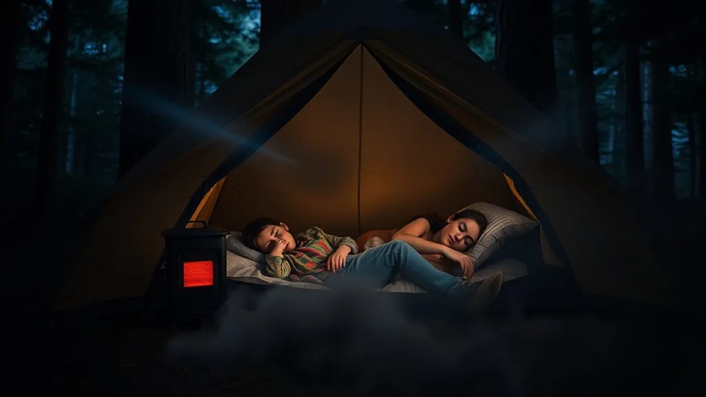 Recognize carbon monoxide symptoms while camping in a tent