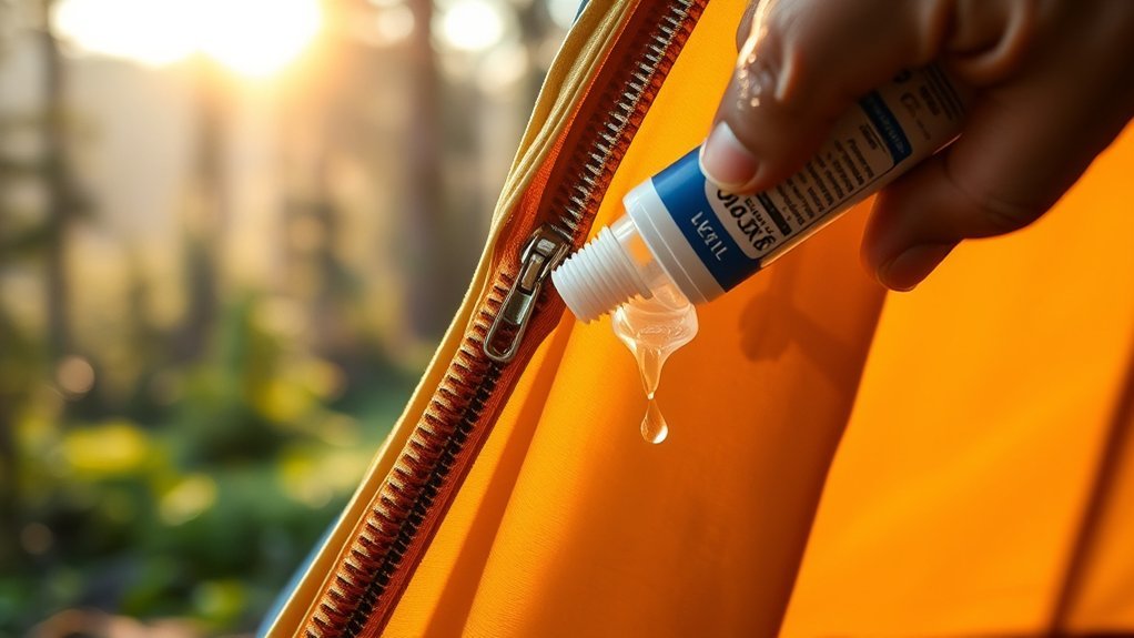 regularly lubricate tent zippers