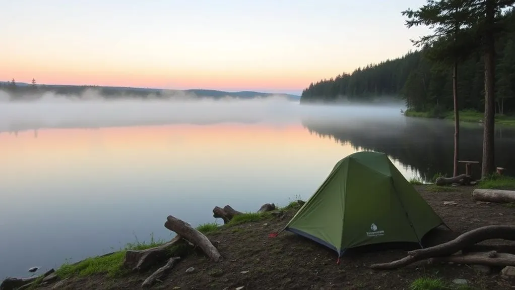 camper following Leave No Trace practices at an established campsite