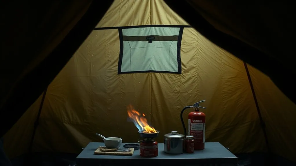 Can You Cook Inside a Tent? Safety Rules You Should Know safe outdoor campsite cooking setup during bad weather