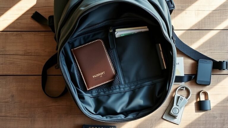 secure passport in backpack