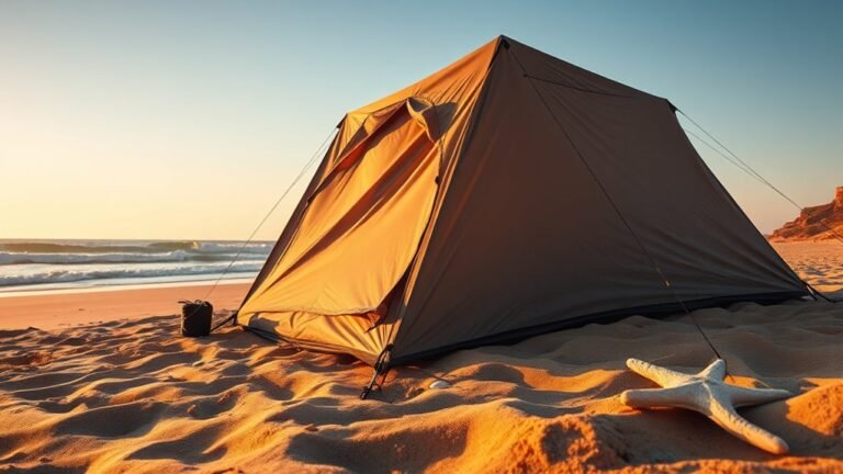 secure tent in sand