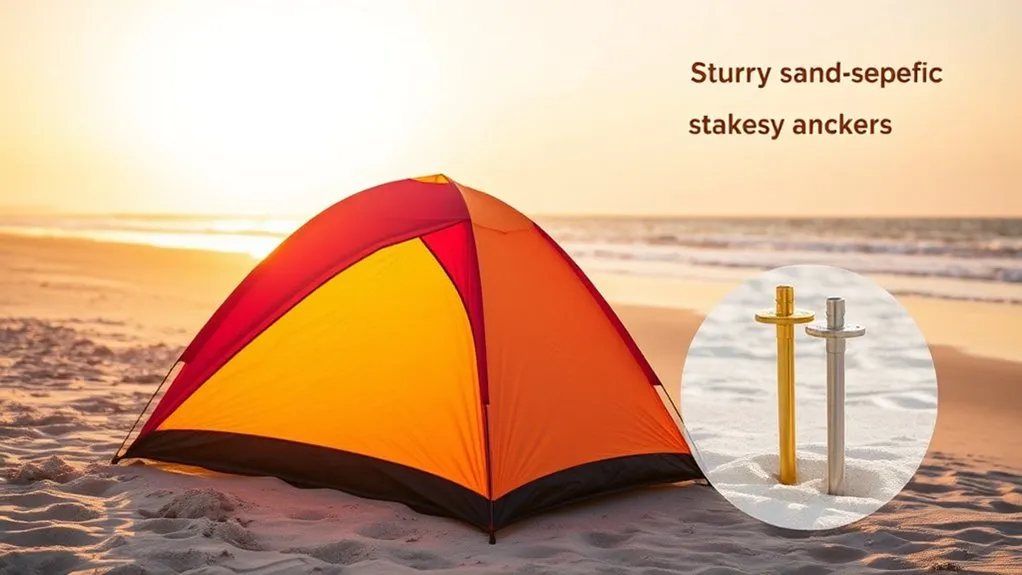 How to Pitch a Tent on Sand 2026: Smart Wind Tips Comparison of specialized spiral and wide aluminum tent stakes for beach sand