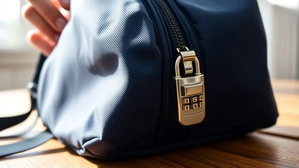 small travel lock securing backpack zipper pulls