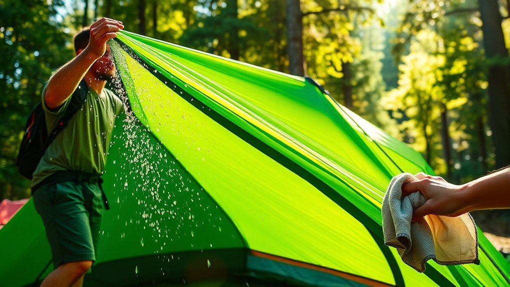 shake and wipe tent moisture