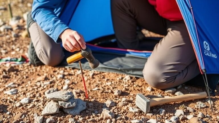 staking tent on hard ground