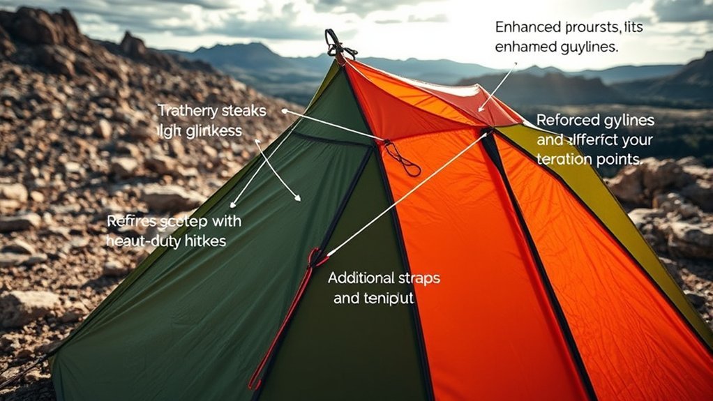 How to Make Your Tent More Windproof With Simple Upgrades Reinforced tent tie-out point connected to a tensioned guyline