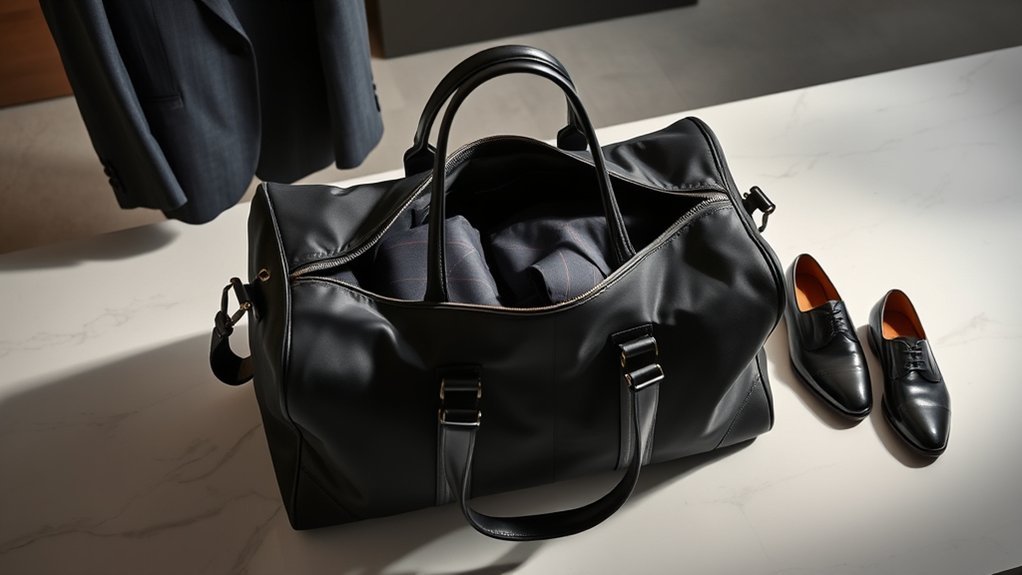 suit friendly duffel bag features