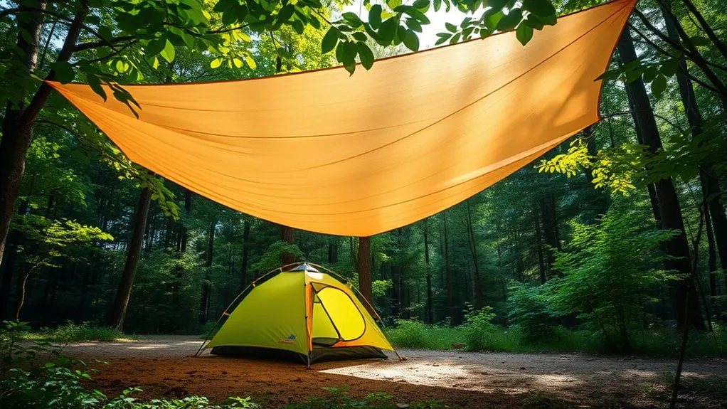 How to Use a Tarp With a Tent for Rain and Shade camping tarp pitched above a tent for rain protection and shade