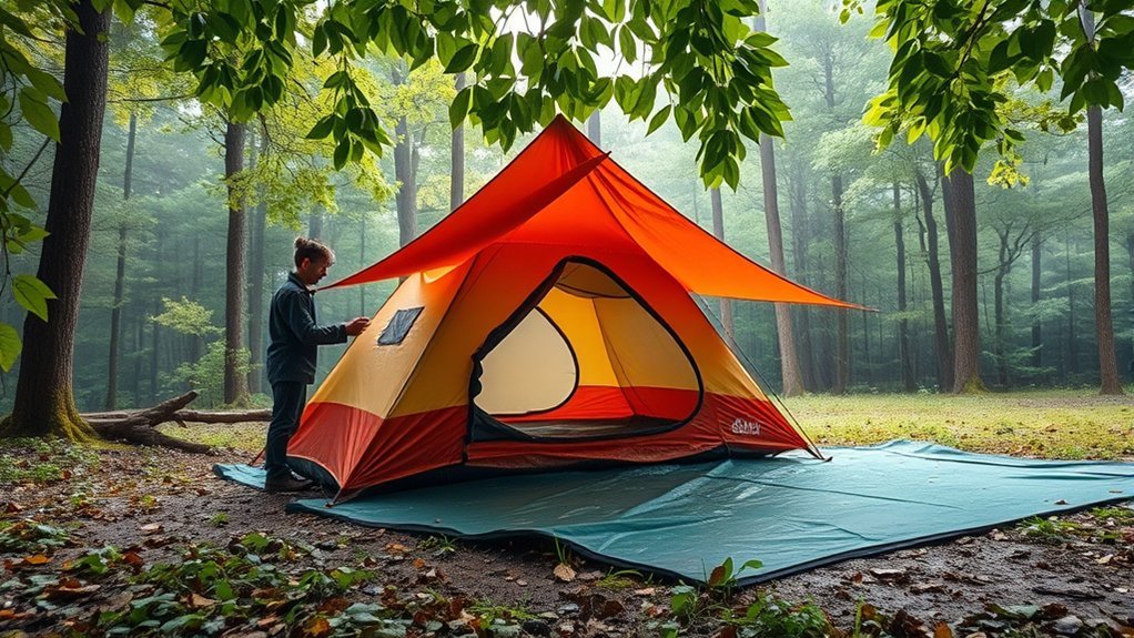 tarp placement ensures dryness