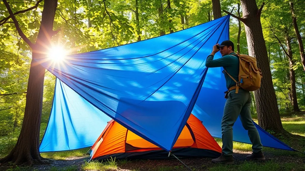 How to Use a Tarp With a Tent for Rain and Shade step-by-step ridgeline tarp setup above a camping tent