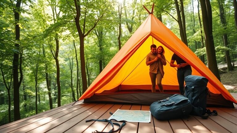 tent setup on platforms