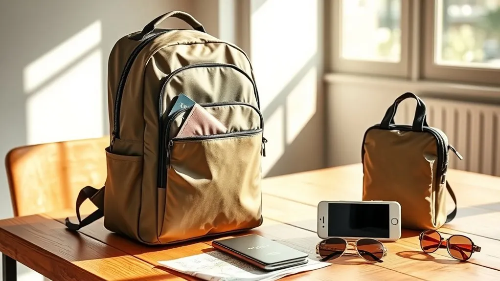 lightweight packable backpack used as a travel day bag