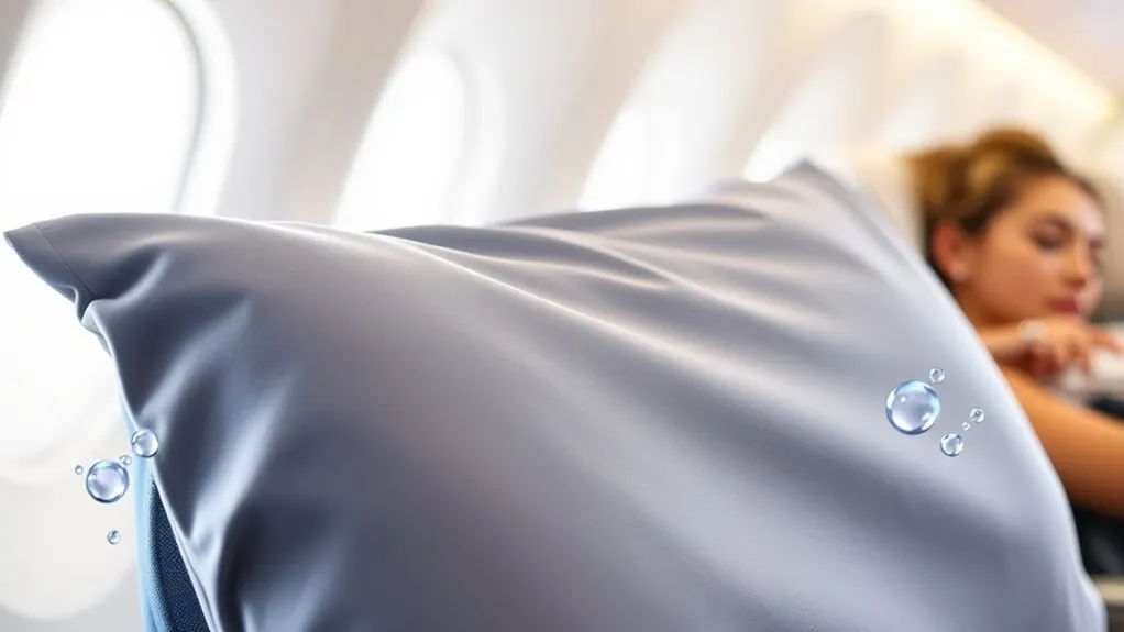 traveler resting on a moisture-wicking travel pillow cover