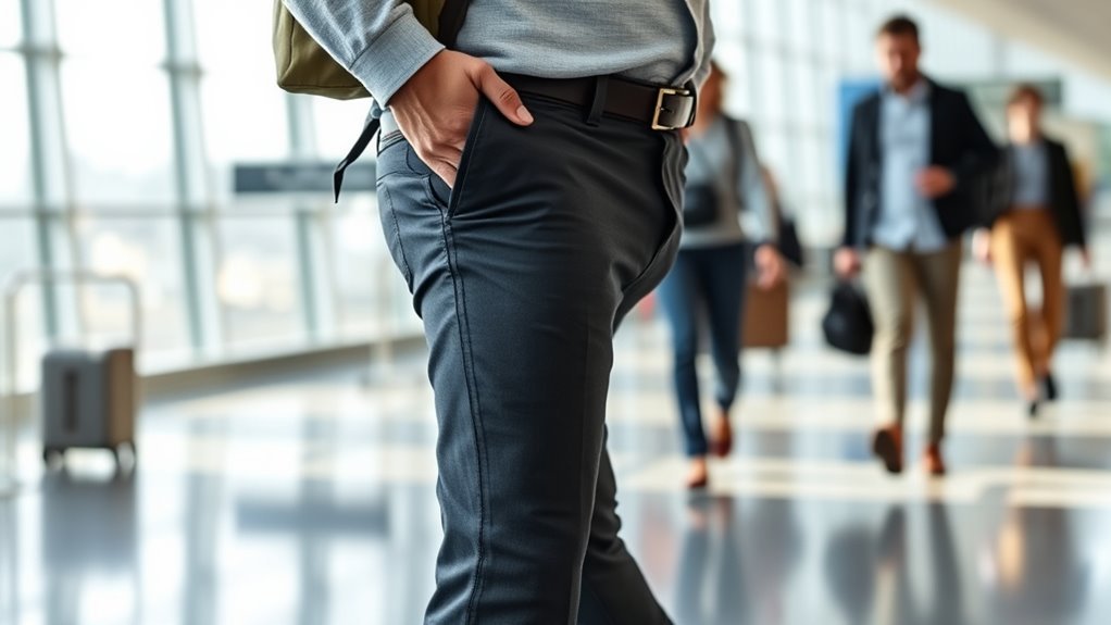 Adjustable tailored men's travel pants with room for movement
