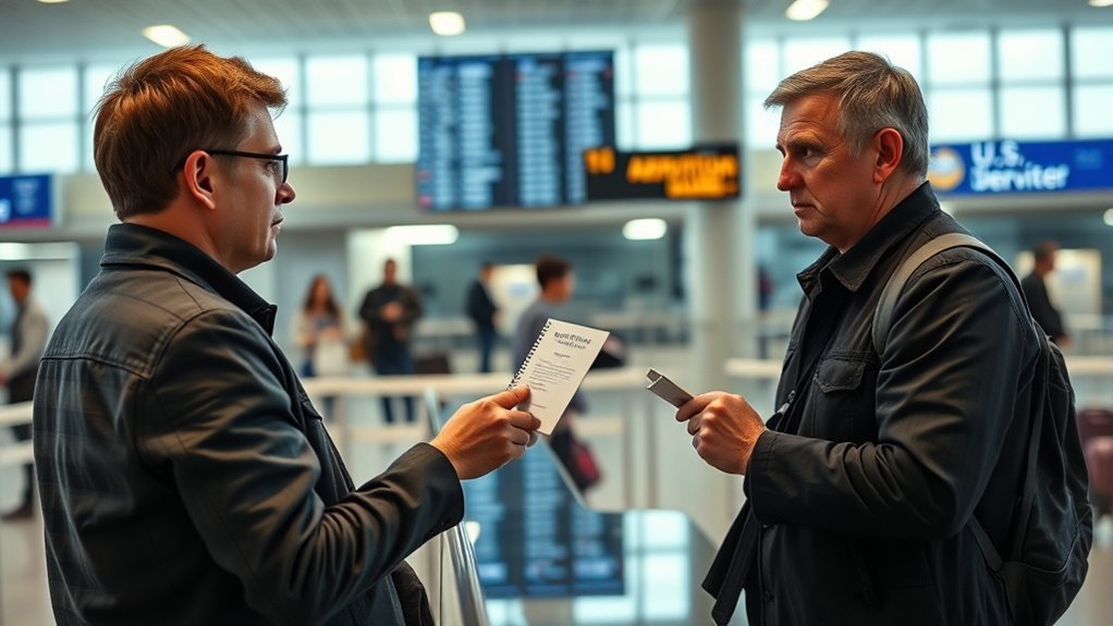 Can I Travel Outside Usa With I512 Parole Card': Everything You Need to Know Traveler presenting advance parole documents during U.S. entry inspection