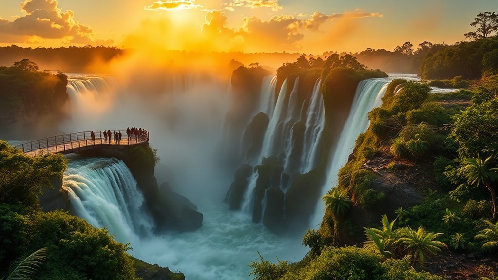 Adventure boat approaching the spray below Iguazú Falls