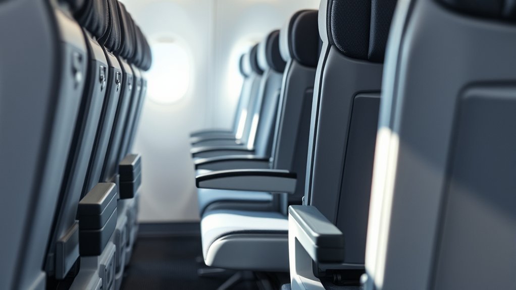 Diagram comparing four airline seat width measurement methods, A through D