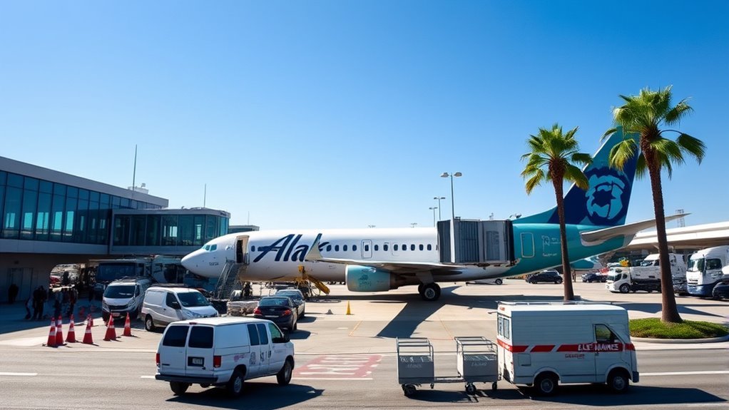 Alaska Airlines gates and passenger concourse in LAX Terminal 6