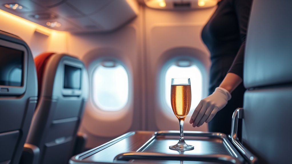 Qatar Airways cabin crew serving drinks responsibly onboard