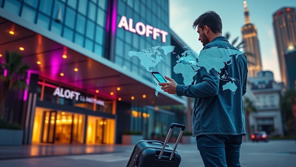 Map-style graphic showing Aloft Hotels global expansion