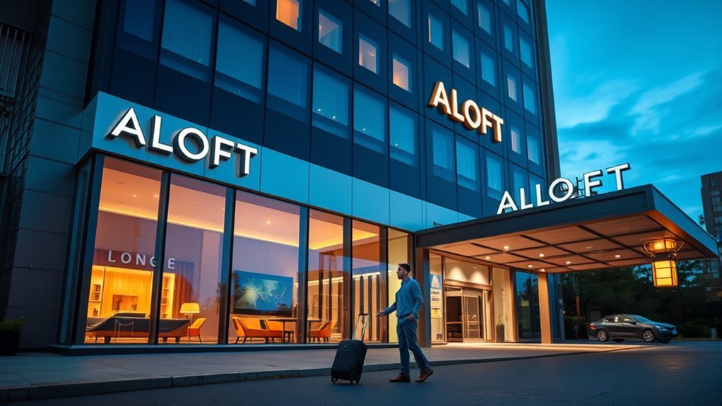 Aloft hotel exterior showing modern design as a Marriott-owned brand