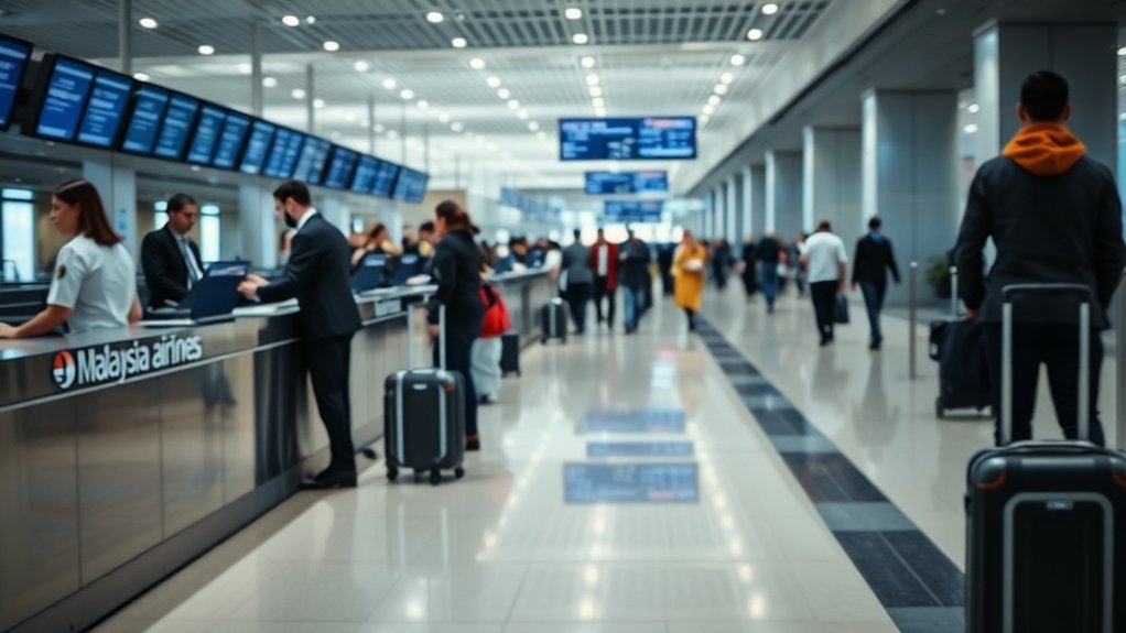 Passenger arriving early for Malaysia Airlines airport check-in