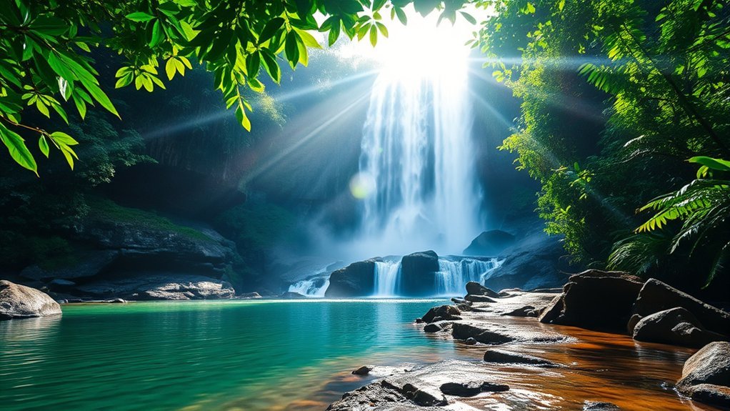 Rainforest stream flowing toward Bang Pae Waterfall in Phuket