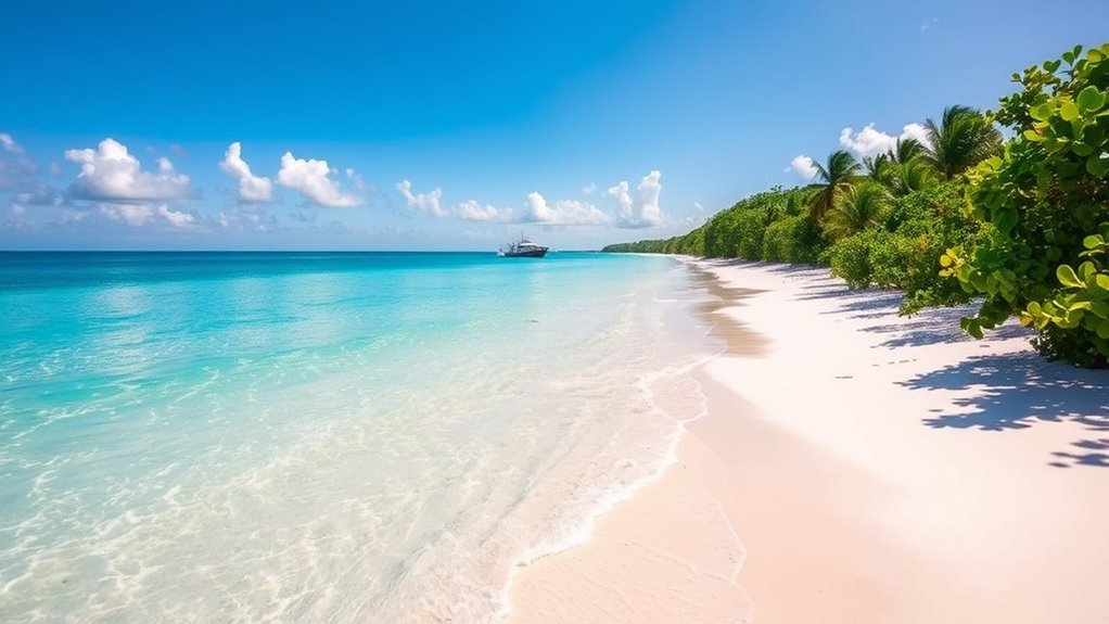 sunny dry-season beach conditions on Great Exuma in the Bahamas