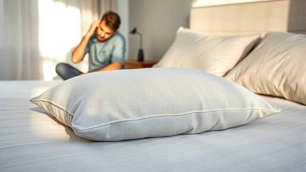 Buckwheat pillow showing firm texture, weight, and rustling hull fill