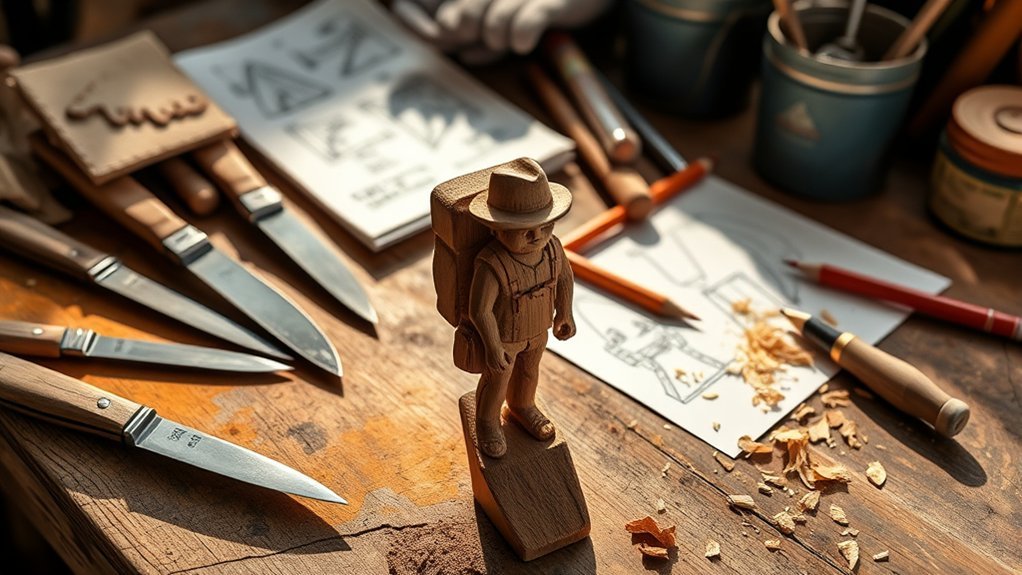 Wood Carving Carving A Hiker: Everything You Need to Know Carved basswood hiker topper figure showing hat, beard, and backpack detail