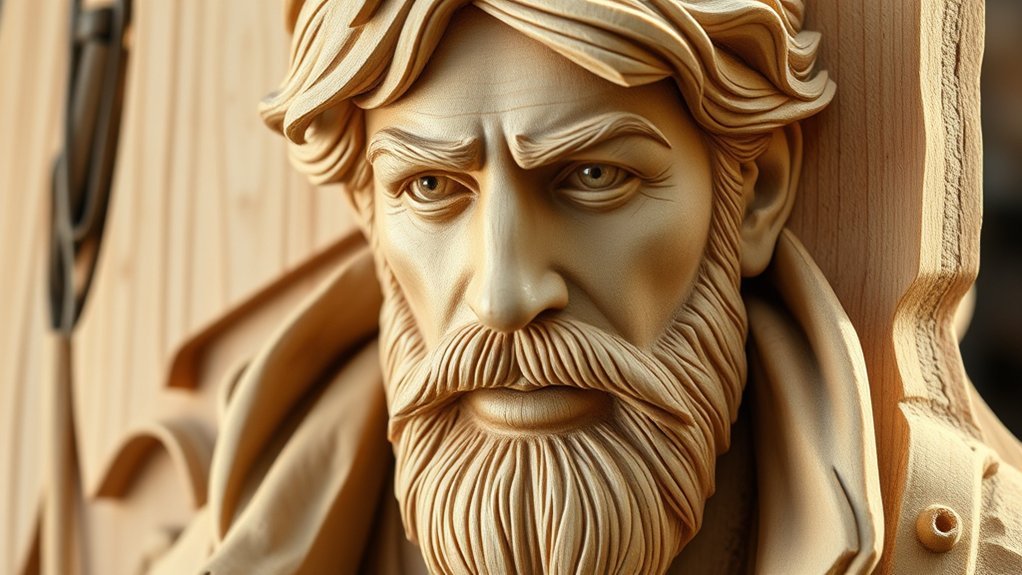 Wood Carving Carving A Hiker: Everything You Need to Know Detail view of woodcarver using a small knife to shape facial features and beard on a basswood hiker topper